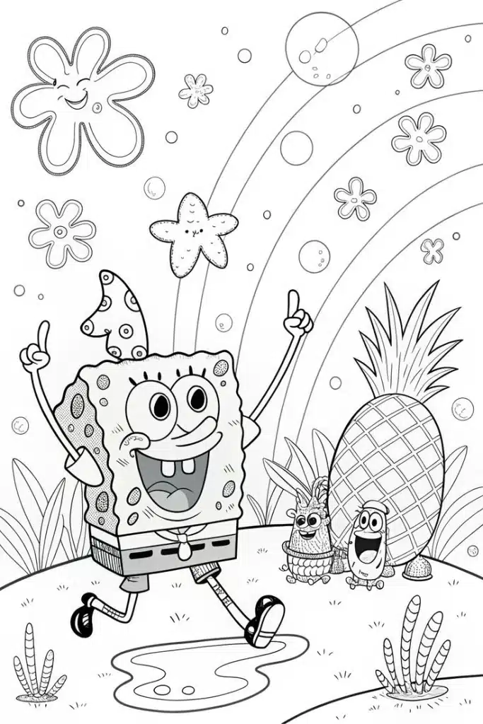 Fröhlicher SpongeBob – Malvorlage
