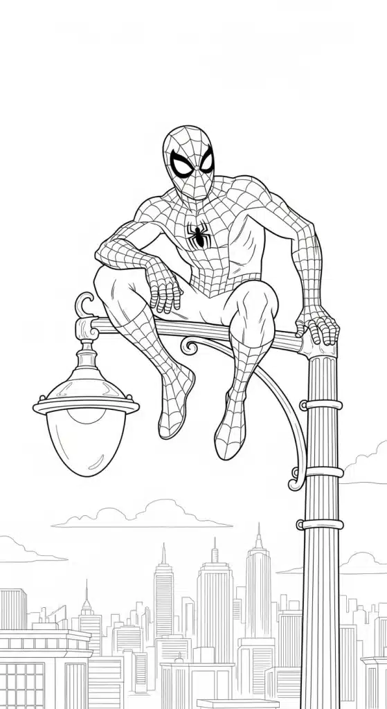 Spiderman na lampe – omaľovánka