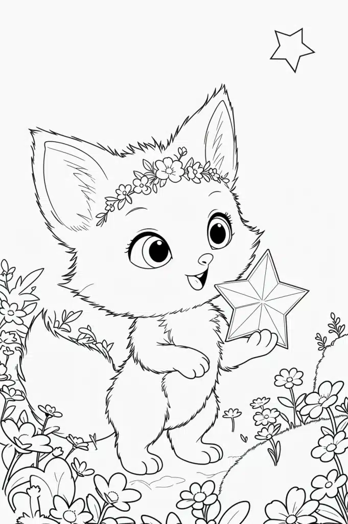 Carovna Liska Lina A Zlata Hviezdicka – colouring page