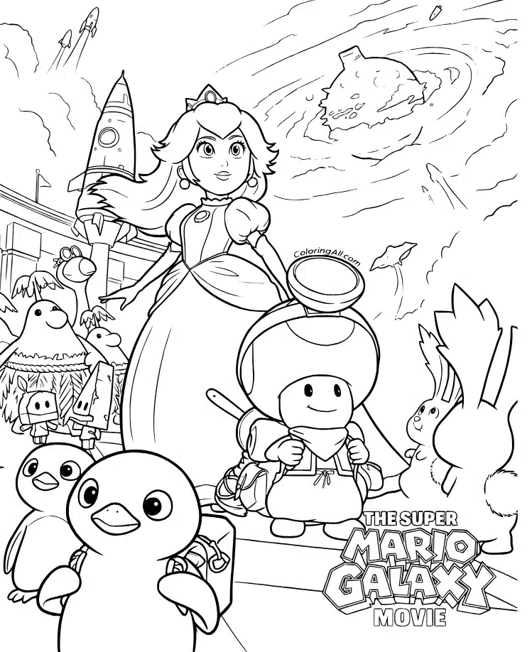 Peach Super Mario Galactic Movie – desenho para colorir