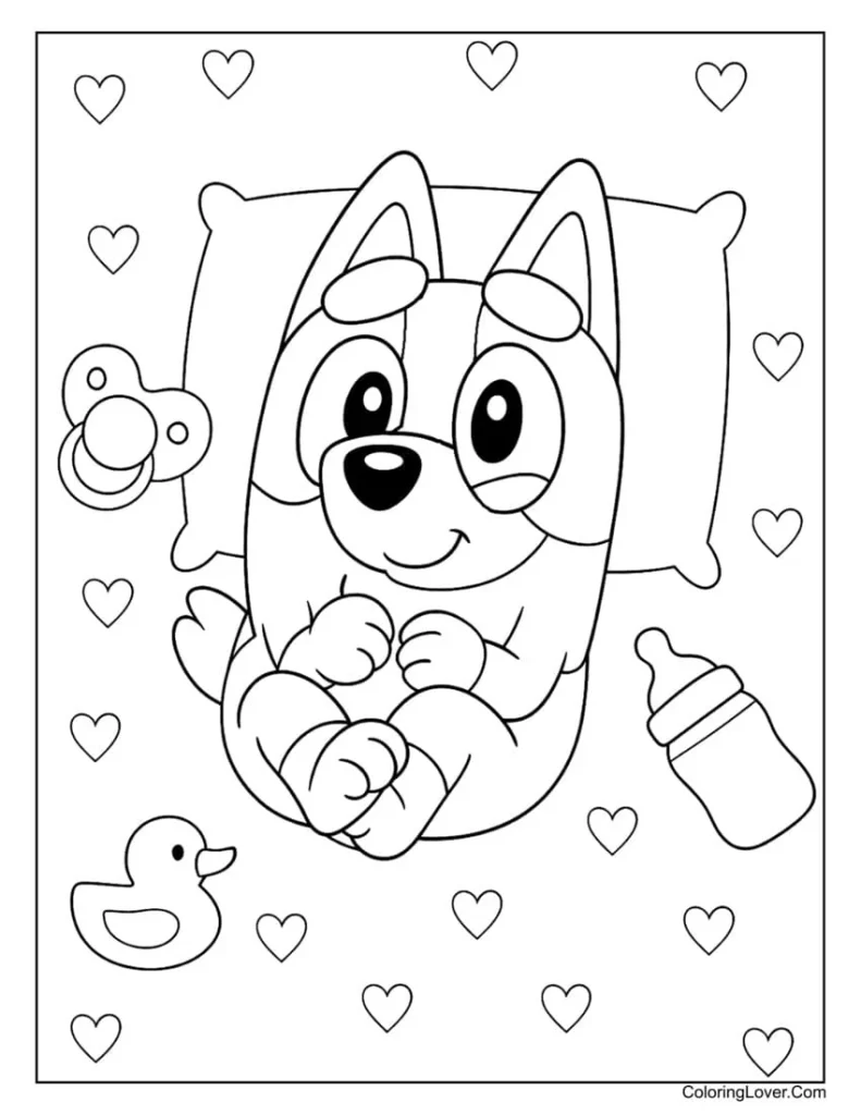 Baby Bluey – fișă de colorat