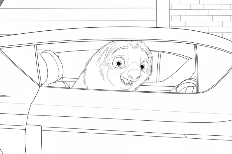 flash v aute zootropolis omaľovánka