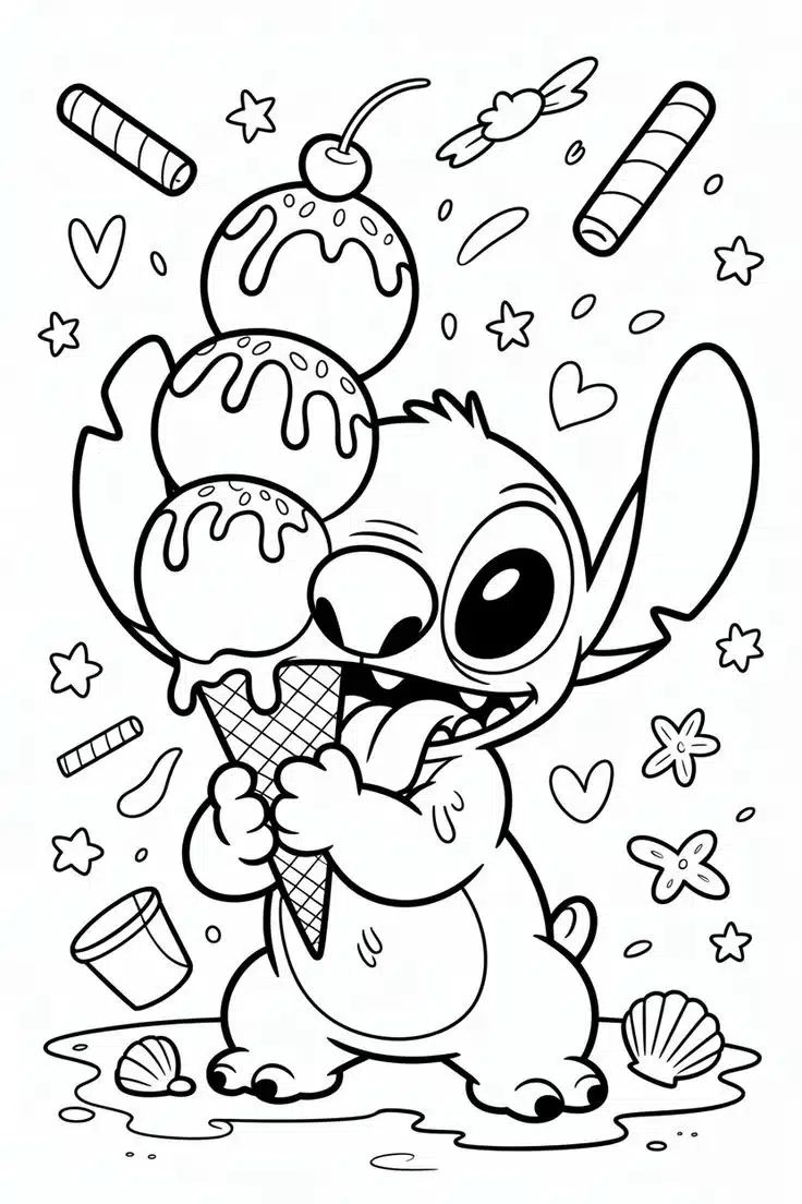 Lilo Stitch zmrzlina – omaľovánka