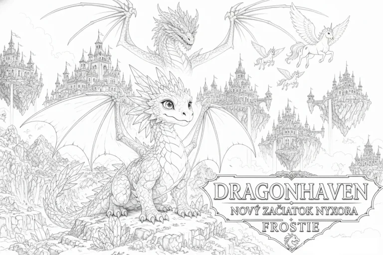 Drak Frostie a město Dragonheaven – omalovánka