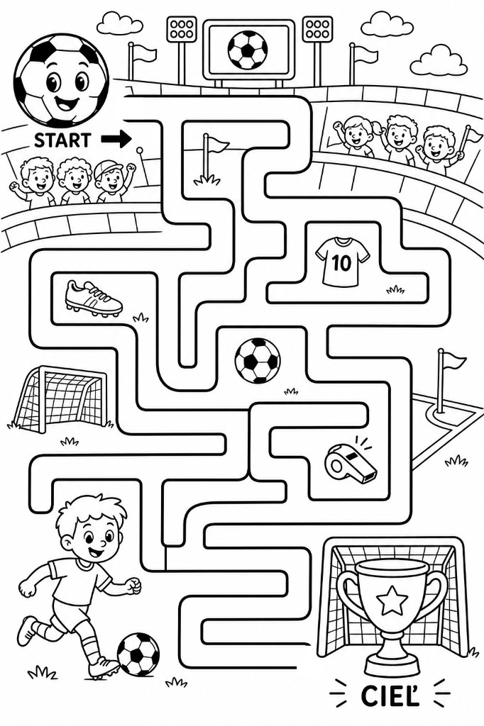 The Maze – football stadium – colouring page