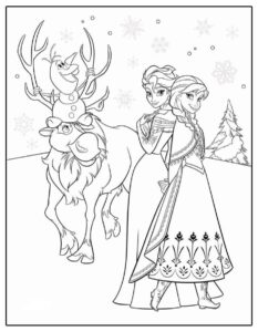 Anna Elsa Olaf i renifer – kolorowanka
