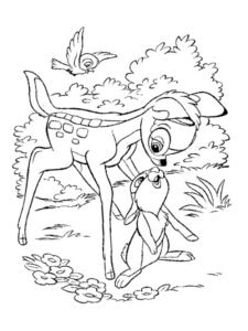 Bambi a zajko – omalovánka
