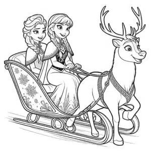 Elsa a anna na sanach – kolorowanka