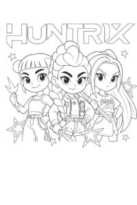 Huntrix, pemburu setan – halaman mewarnai
