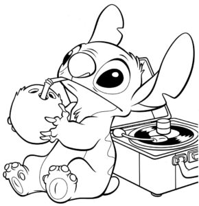 Stitch a gramofón – pobarvanka
