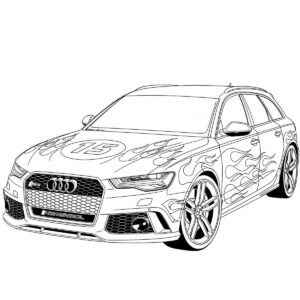 Audi samochód z ogniem – kolorowanka
