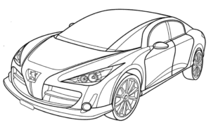 Mașină sport Peugeot – fișă de colorat