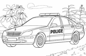 Mașină de poliție – fișă de colorat