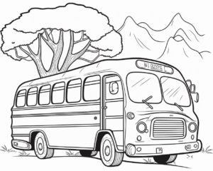Autobuz cu peisaj pagina de colorat - pagina de colorat gratuite imprimabile