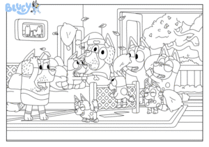 Bluey die ganze Familie Malbuch – Malvorlage