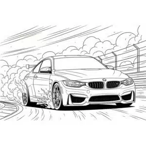 Mașina BMW la curse – fișă de colorat