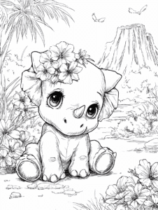 Dinossauro Triceratops sentado – desenho para colorir