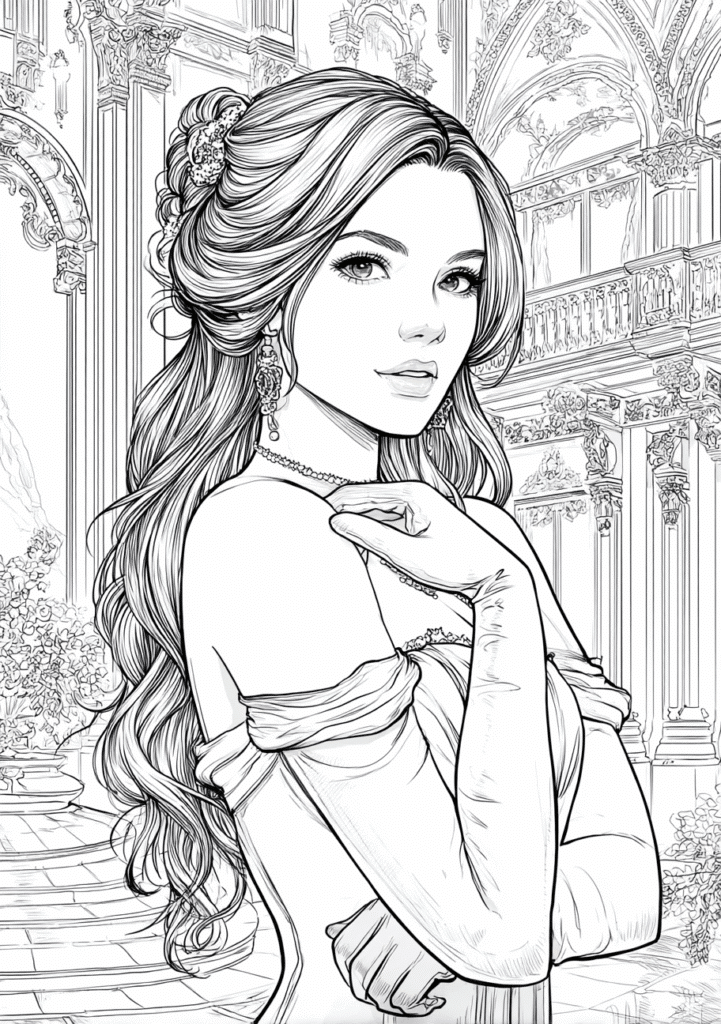 Dospělá princezna – omalovánka