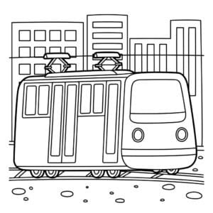Tramvai – fișă de colorat