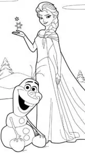 Elsa a olaf – kolorowanka