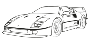 Partea laterală a mașinii Ferrari cu lumini – fișă de colorat
