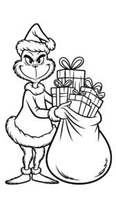 Grinch krade dárky – omalovánka