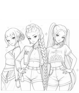 Trio Huntrix – halaman mewarnai