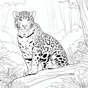 Jaguar di hutan – halaman mewarnai