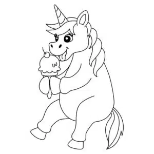 Unicornul adoră înghețata – fișă de colorat