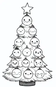 Kawaii Weihnachtsbaum – Malvorlage