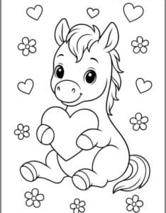 Horse with a heart – colouring page
