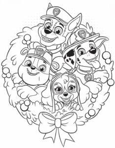 paw patrol Boże Narodzenie – kolorowanka