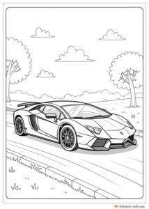 Lamborghini samochód na drodze – kolorowanka
