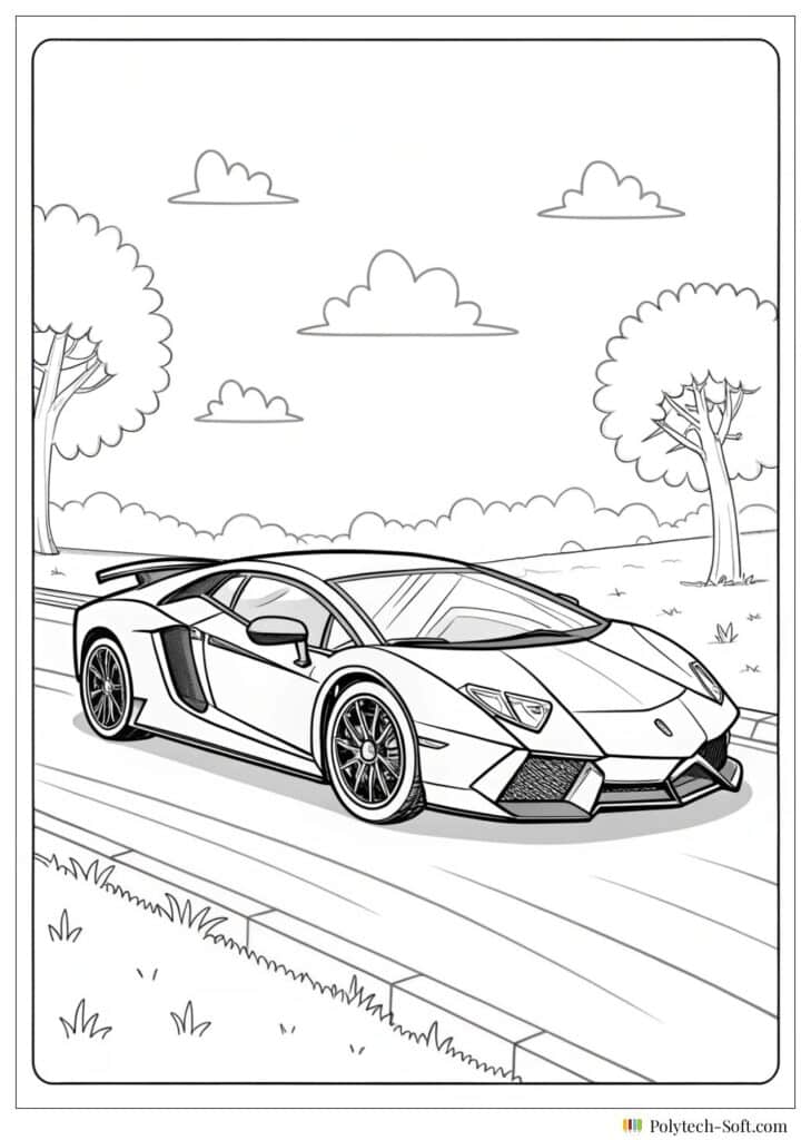 Lamborghini auto na ceste – omaľovánka