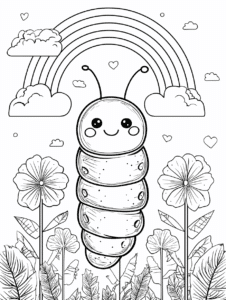 Larva dan pelangi – halaman mewarnai