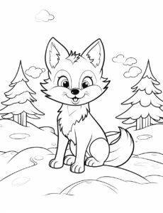 Raposa na floresta – desenho para colorir