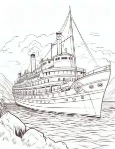 Schiff auf See – Malvorlage