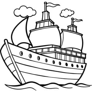 Segelschiff – Malvorlage