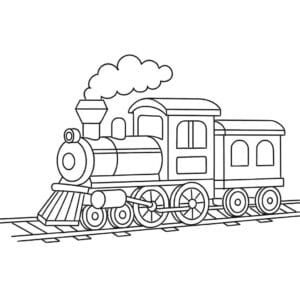 Lokomotive mit Waggon – Malvorlage