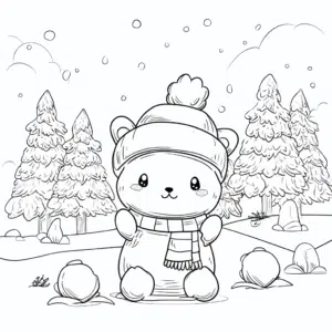 Der Bär sitzt im Schnee – Malvorlage