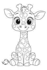 Little giraffe – colouring page