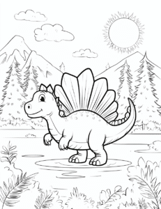 Der kleine Dinosaurier Spinosaurus – Malvorlage