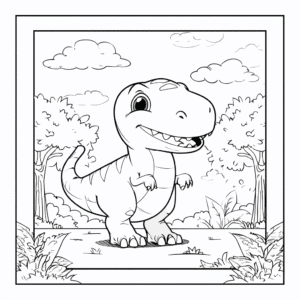 Der liebe Dinosaurier T-Rex – Malvorlage