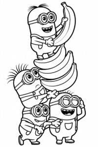 Minionki a banány – kolorowanka