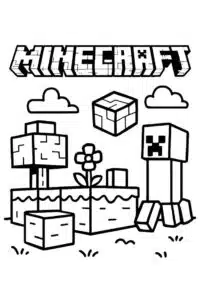 Minecraft creeper surroundings – colouring page
