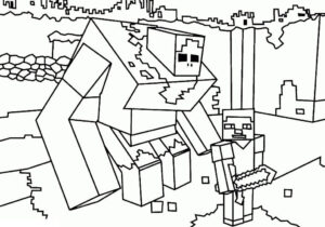 Minecraft żelazny golem i postać – kolorowanka