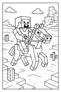 Minecraft jazda konna – kolorowanka