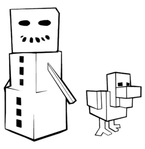 Minecraft snežak in raca – pobarvanka