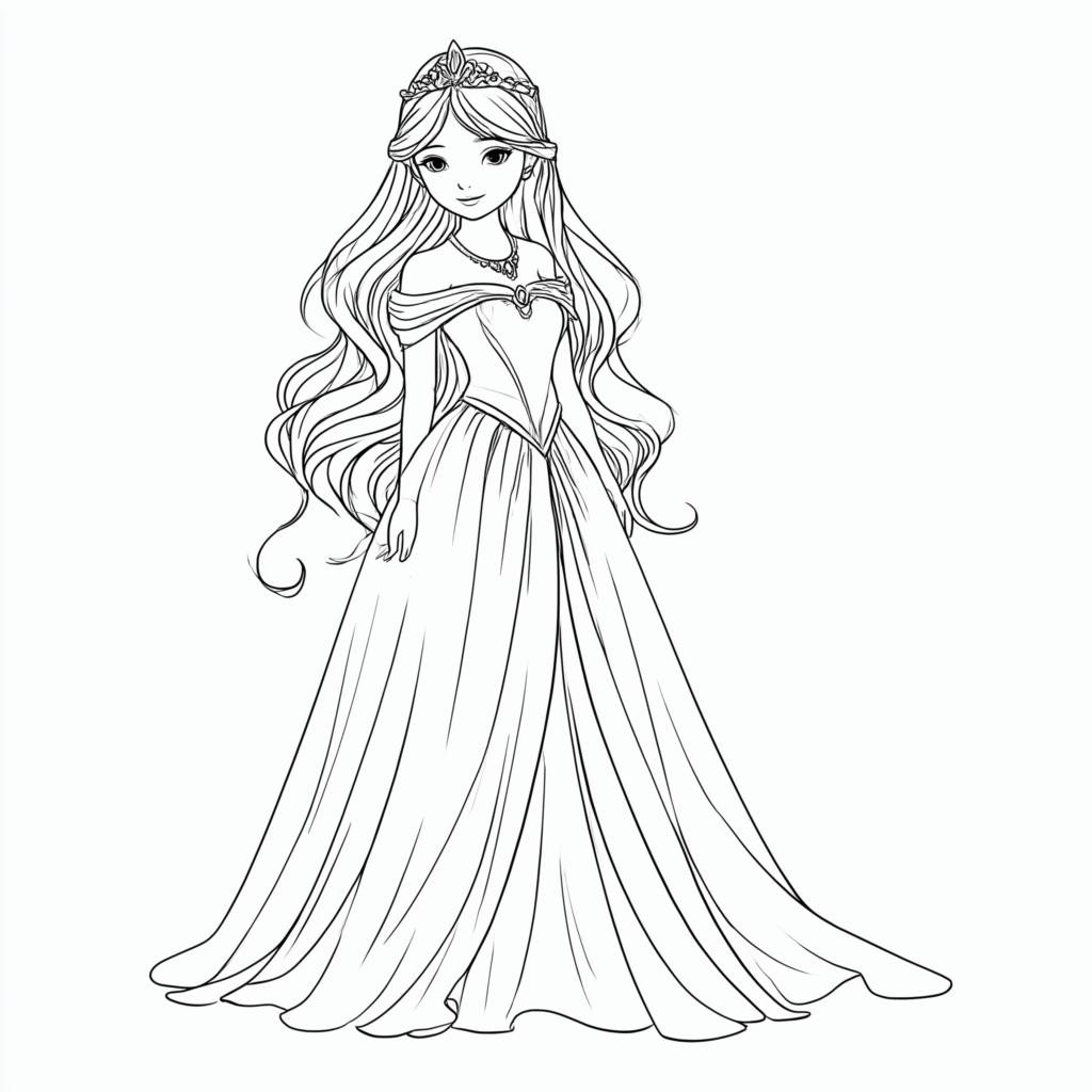Mladá princezna – omalovánka