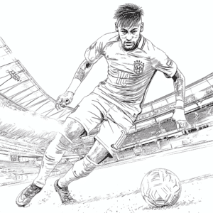 Neymar Nogometaš Barvanje Stran - Brezplačno Printable Coloring Page – pobarvanka